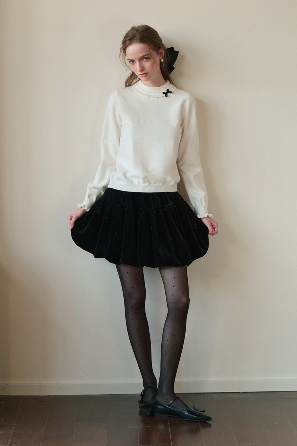 Cest Moidew - 스웨터 - Cest_Bow ruffled sleeve knit top