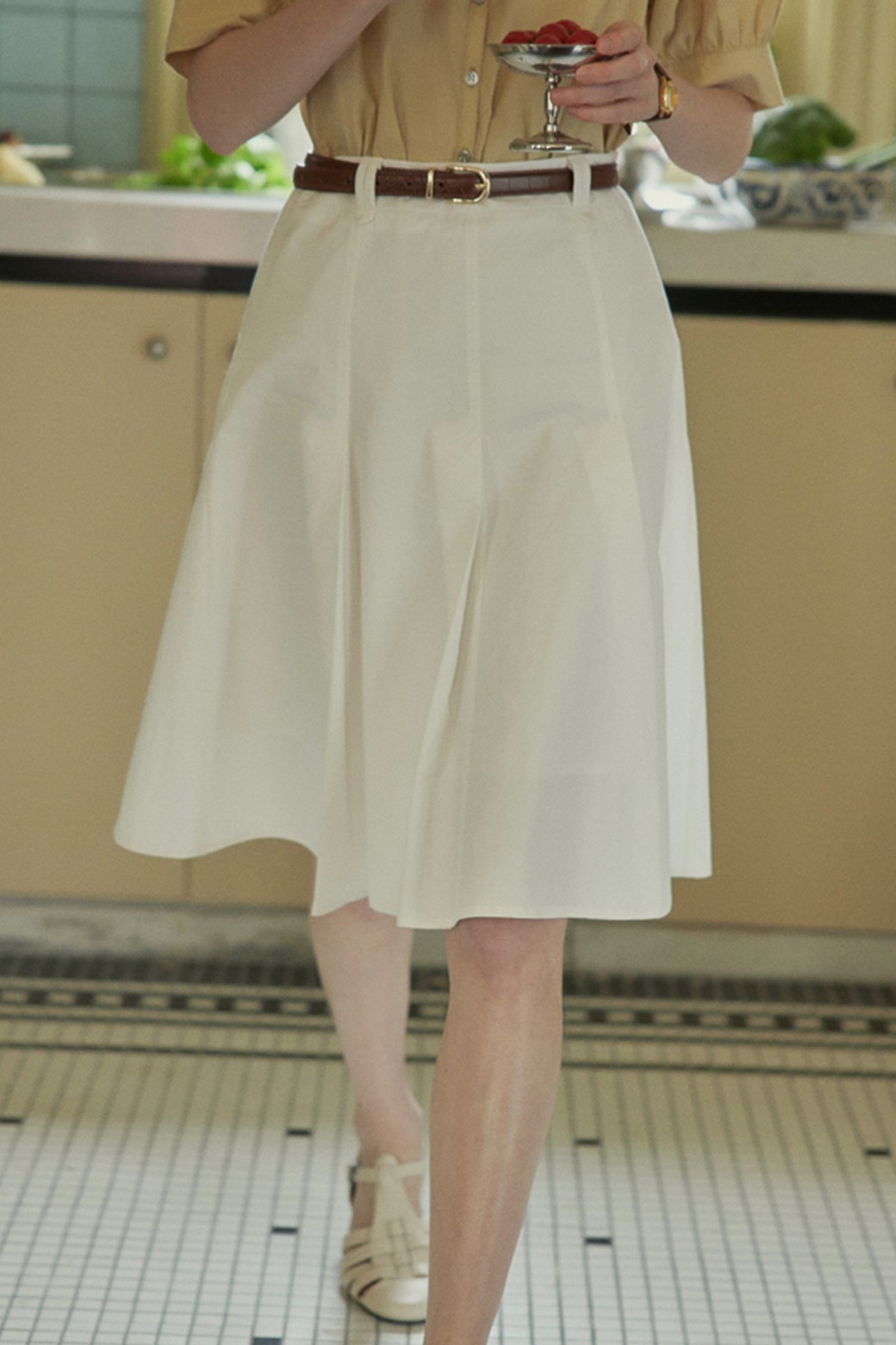 Proud Mary - 미디스커트 - PM_Simple cotton flared skirt