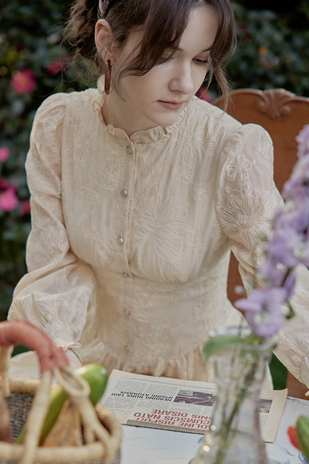 Proud Mary - 긴소매 원피스 - PM_French embroidery slim dress