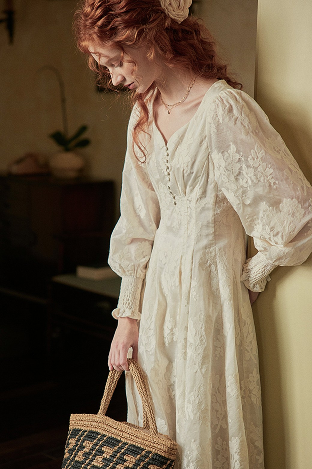 Proud Mary - 긴소매 원피스 - PM_Embroidery palace puff sleeve dress