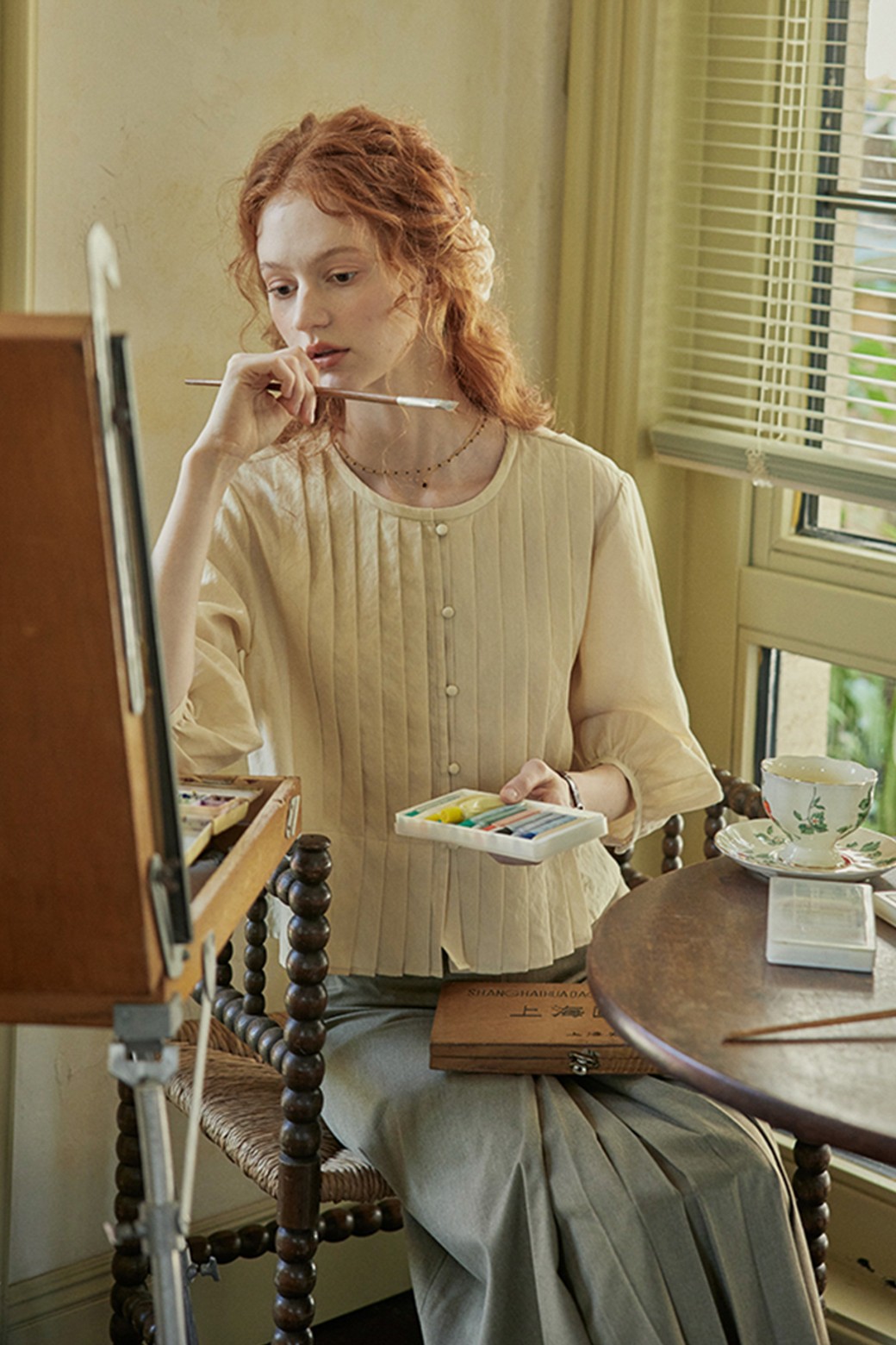 Proud Mary - 셔츠 - PM_Pleat half sleeve shirt