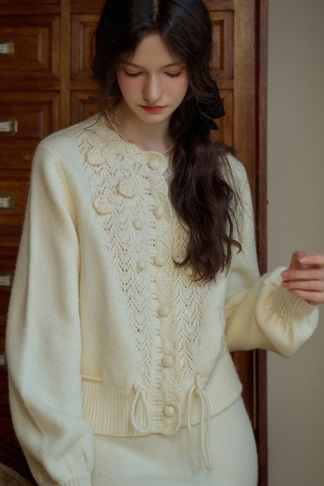 Simple Retro - 가디건 - SR_Gentle wool knit cardigan_CREAM