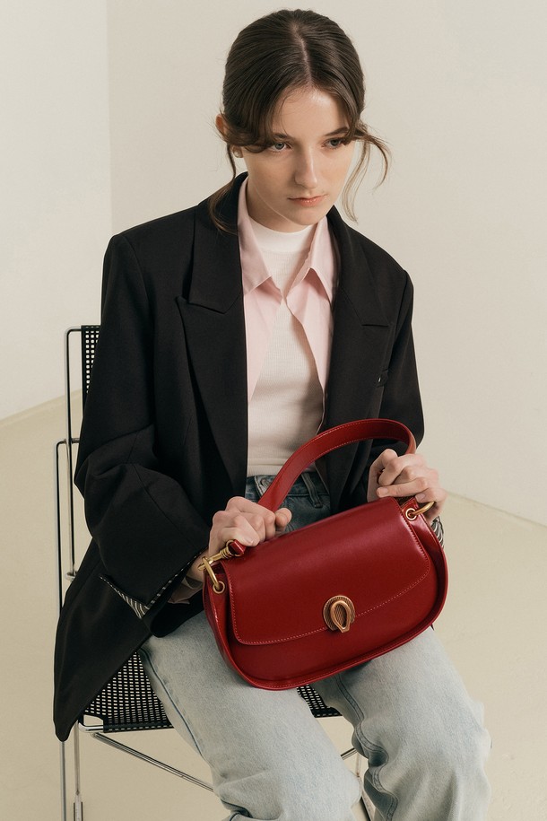 WE'DEE - 토트백 - WD_Leather saddle handbag_RED