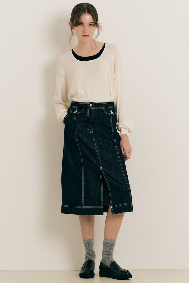 WE'DEE - 롱스커트 - WD_Denim vintage long skirt