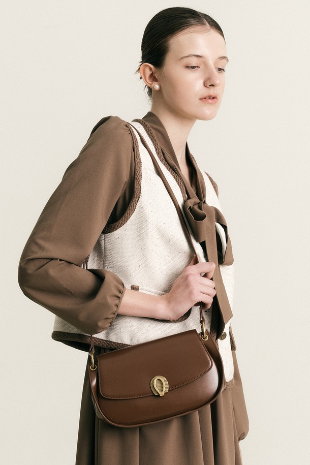 WE'DEE - 토트백 - WD_Leather saddle handbag_BROWN