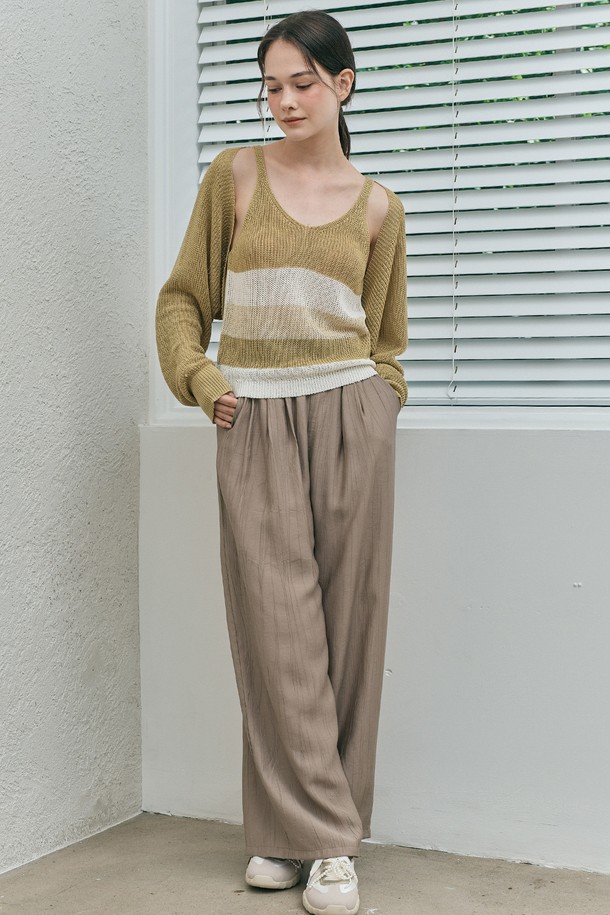 WE'DEE - 롱/미디팬츠 - WD_Half banding drapey pants