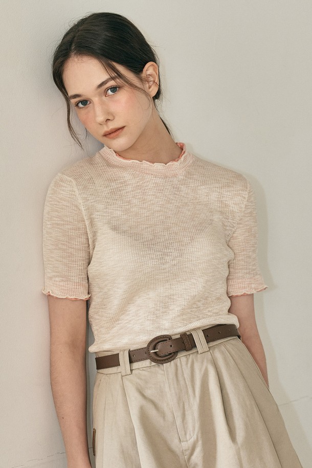 WE'DEE - 반소매 티셔츠 - WD_Slim shirring sleeve top_IVORY