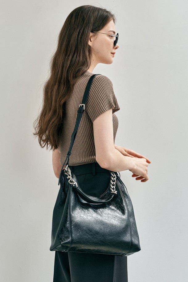 WE'DEE - 숄더백 - WD_Crumple shoulder bag_BLACK