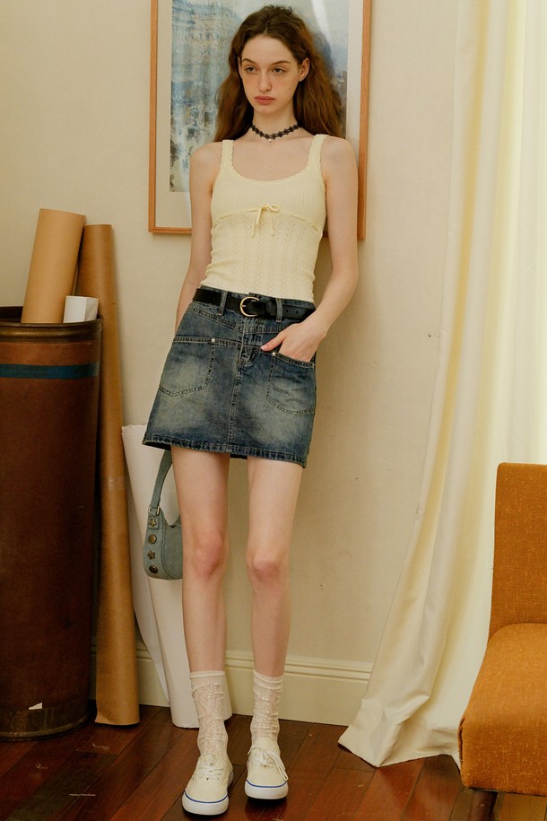 Cest Moidew - 미니스커트 - Cest_Vintage front pocket denim skirt