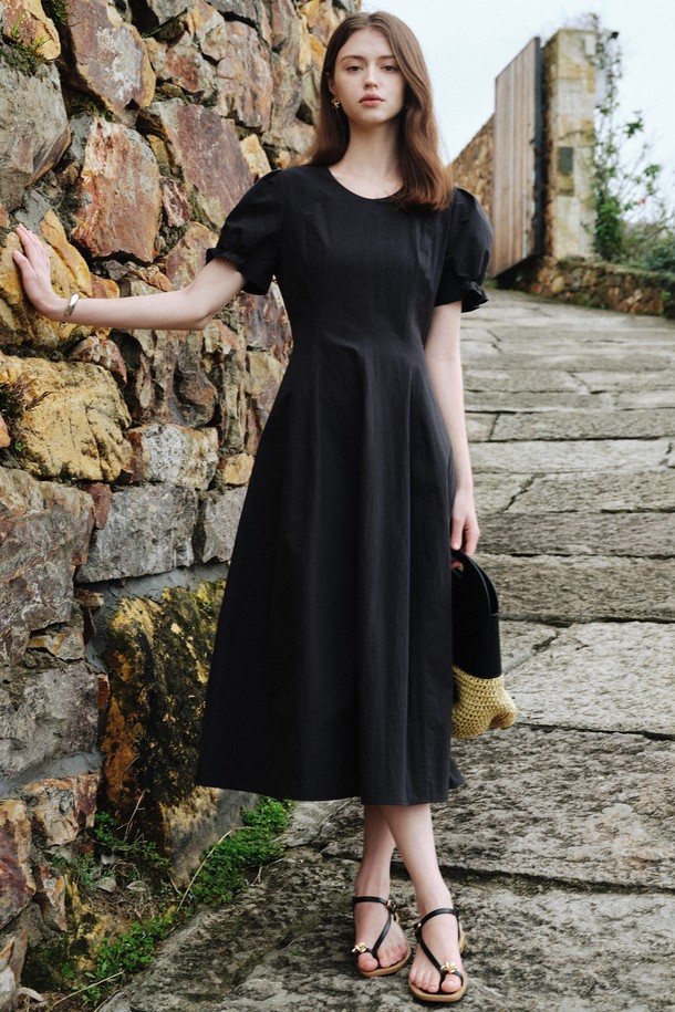 WE'DEE - 반소매 원피스 - WD_Temperament puff sleeve dress_2color