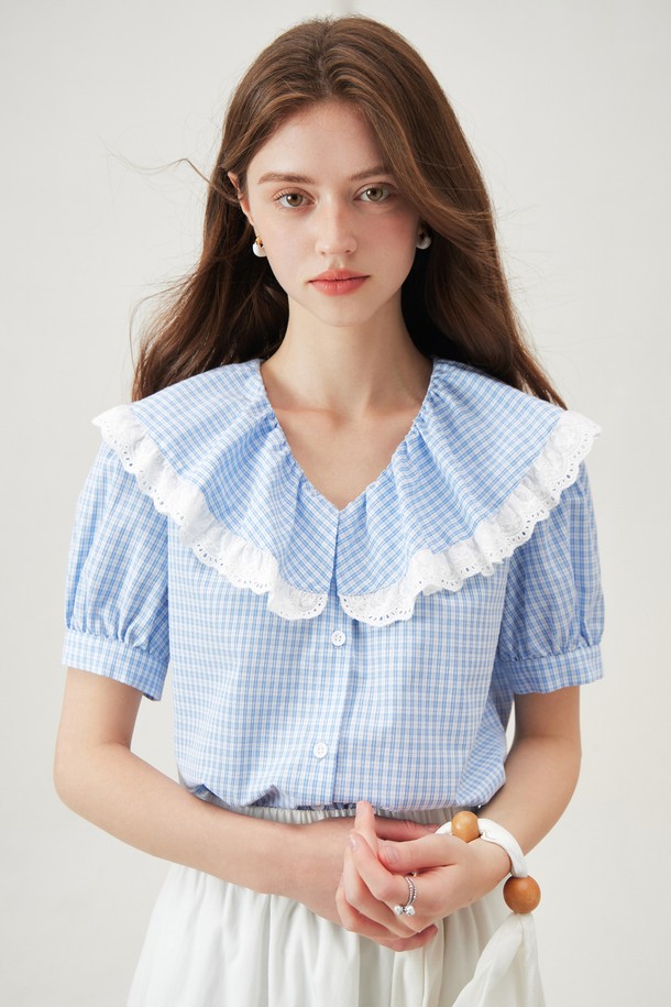 WE'DEE - 셔츠 - WD_Pastoral plaid doll collar shirt