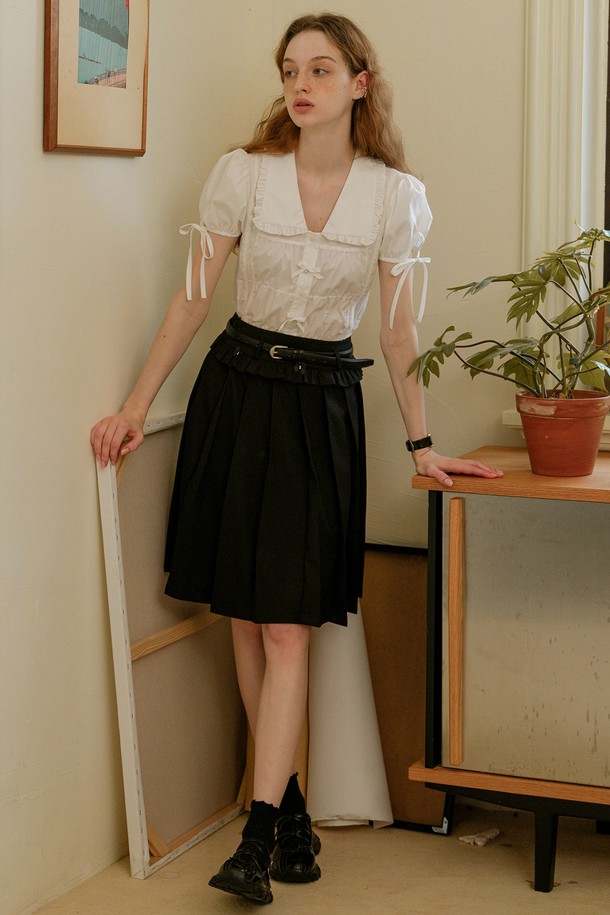 Cest Moidew - 미디스커트 - Cest_Ruffled high waist pleated skirt