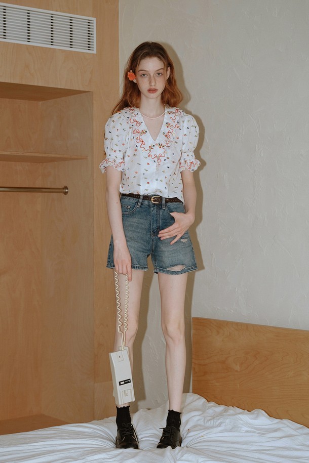 Cest Moidew - 쇼트팬츠 - Cest_Vintage ripped denim short pants