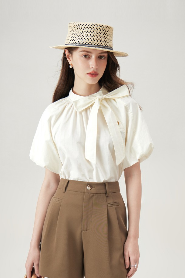 WE'DEE - 블라우스 - WD_Stand-up collar button blouse