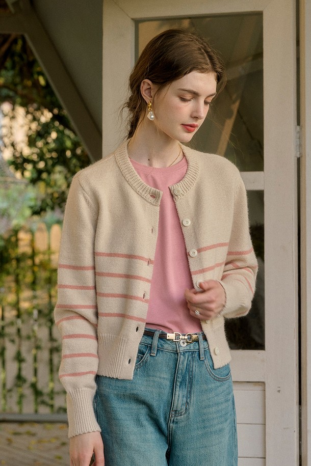 Simple Retro - 가디건 - SR_Classic striped cardigan_2color