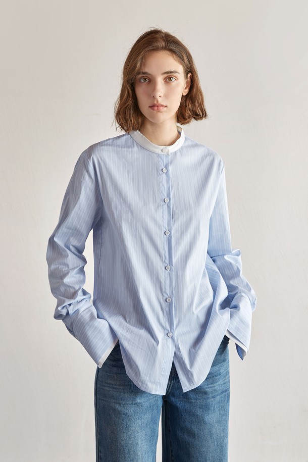 YYIAM - 셔츠 - YY_Commuter blue striped shirt