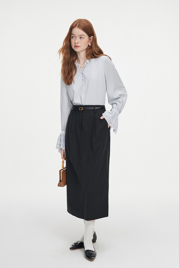 WE'DEE - 롱스커트 - WD_High waist back slit skirt