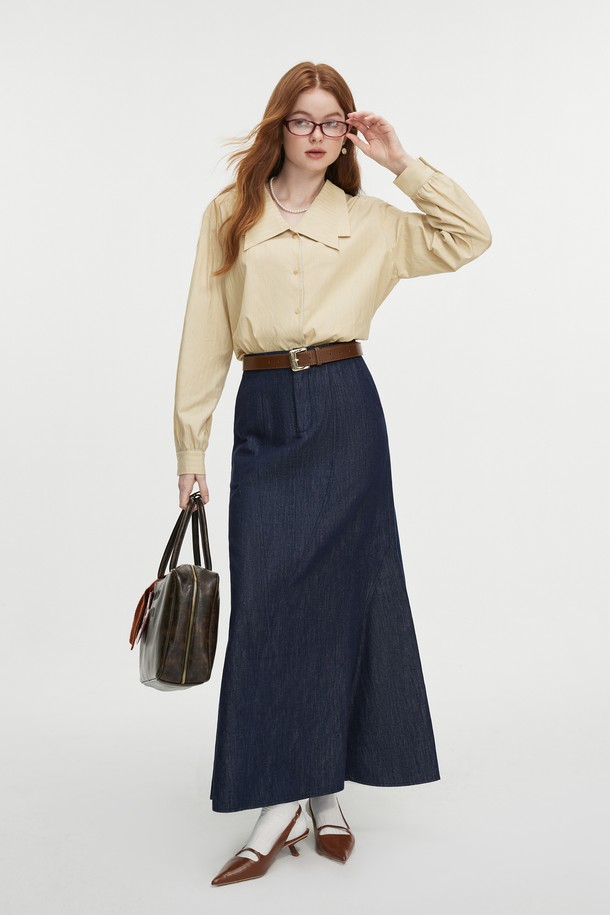 WE'DEE - 롱스커트 - WD_Vintage denim fishtail skirt