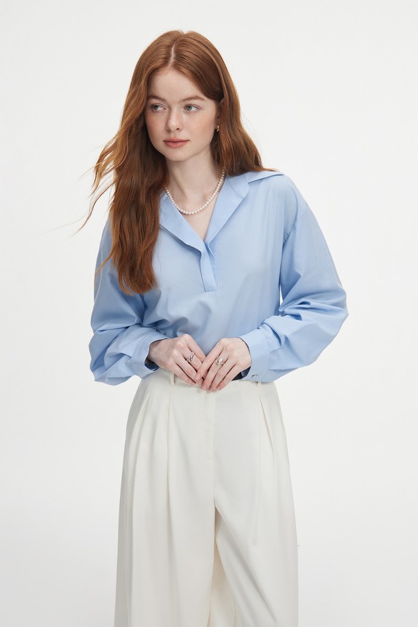 WE'DEE - 블라우스 - WD_Minimal single button blouse_2color