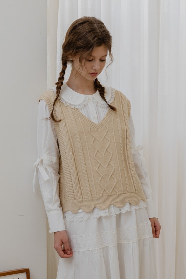 DUNDROP - 베스트 - DD_Heart cable knit vest