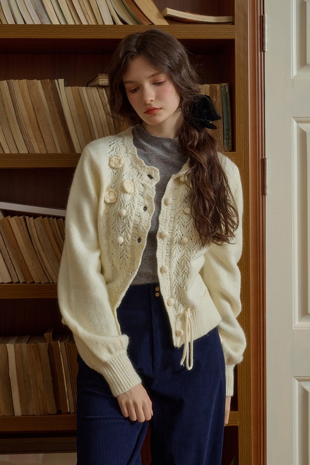 Simple Retro - 가디건 - SR_Gentle wool knit cardigan_CREAM