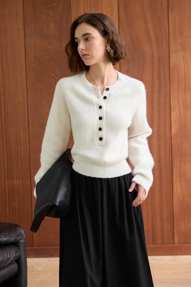 YYIAM - 스웨터 - YY_Casual button knit top_3color