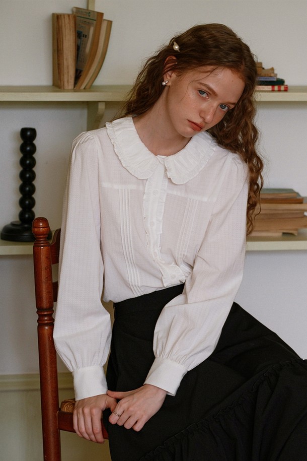 Cest Moidew - 셔츠 - Cest_Frill doll collar shirt_WHITE