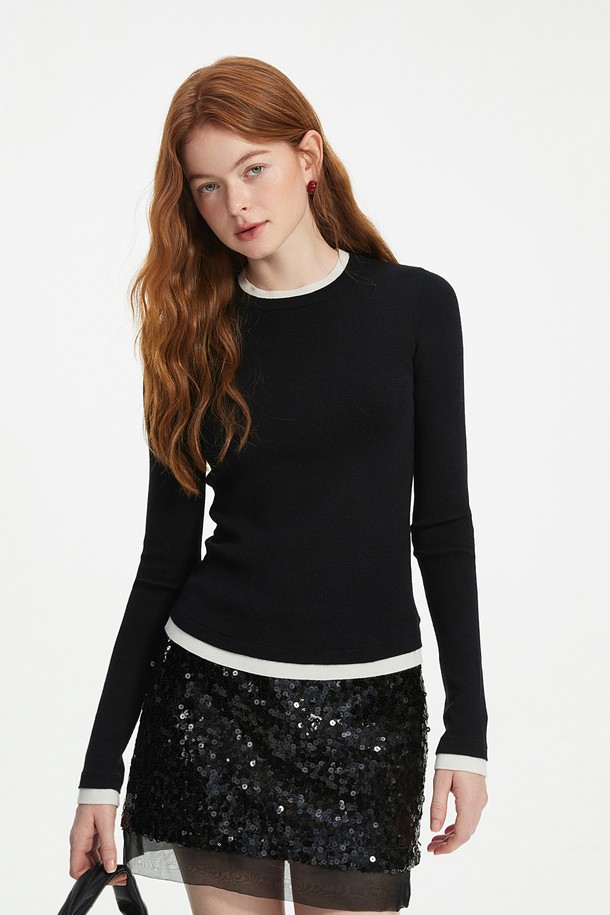 WE'DEE - 스웨터 - WD_Slim fake layer knitted top