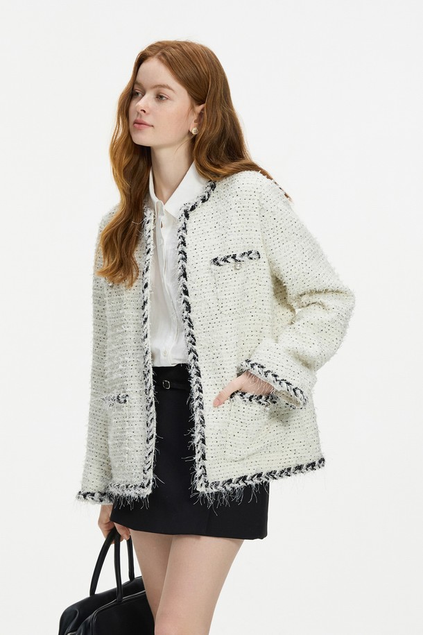 WE'DEE - 자켓 - WD_Pearl button woolen tweed jacket