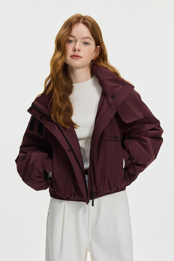 WE'DEE - 패딩 - WD_Outdoor cropped down jacket_BURGUNDY