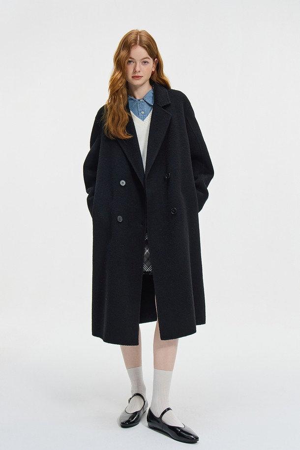 WE'DEE - 코트 - WD_Double breasted woolen coat_BLACK