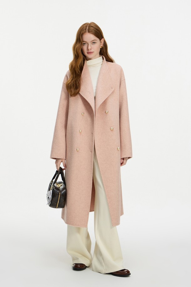 WE'DEE - 코트 - WD_Woolen gold button coat_PINK