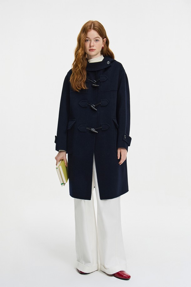 WE'DEE - 코트 - WD_Classic horn button hooded coat_NAVY