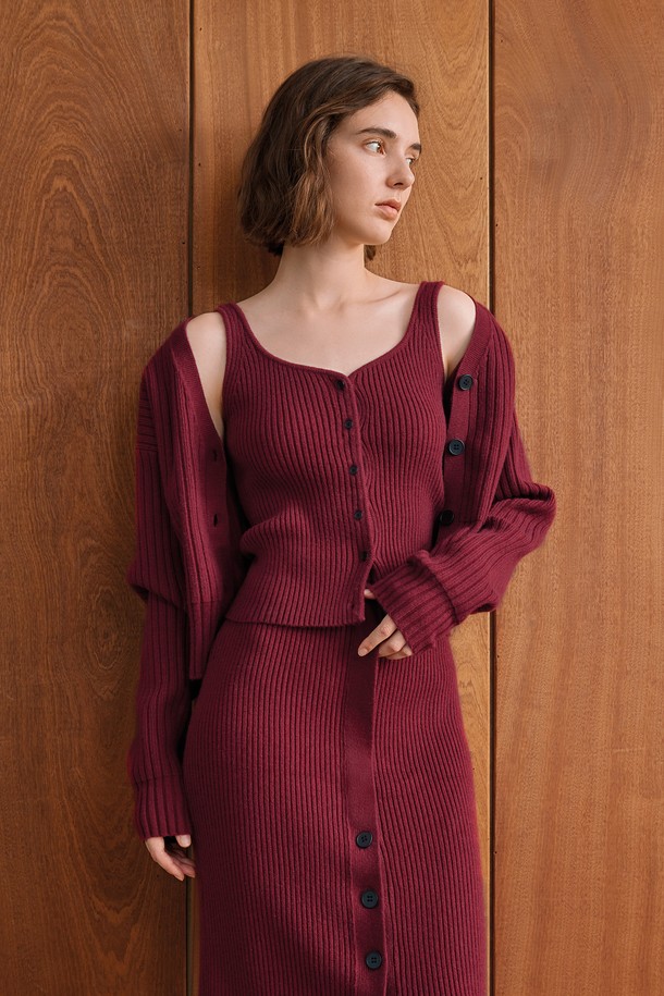 YYIAM - 민소매티셔츠 - YY_Gentle ribbed wine knit inner top