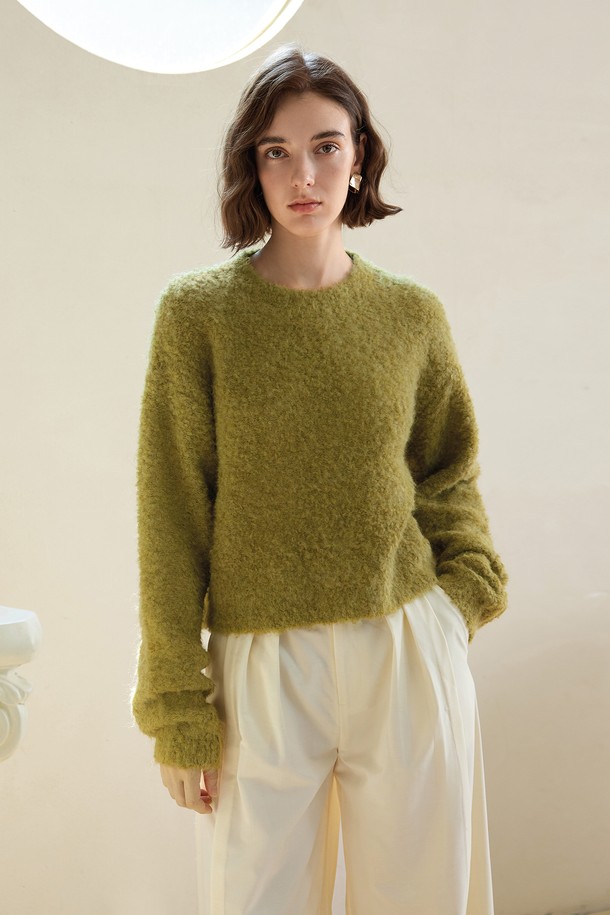 YYIAM - 스웨터 - YY_Cozy green knit top