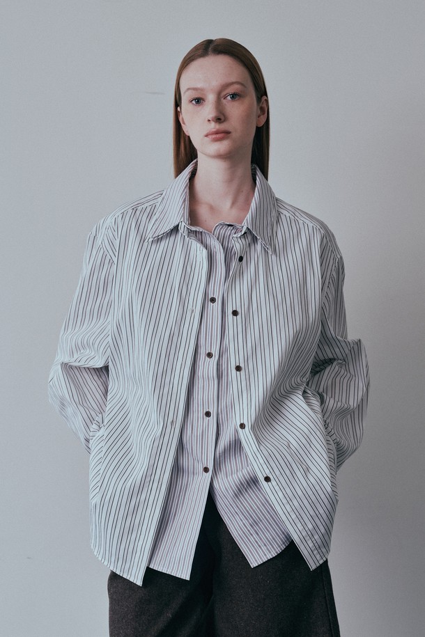 PIASTUDIO - 셔츠 - BA_Double layer stripe shirt_WHITE