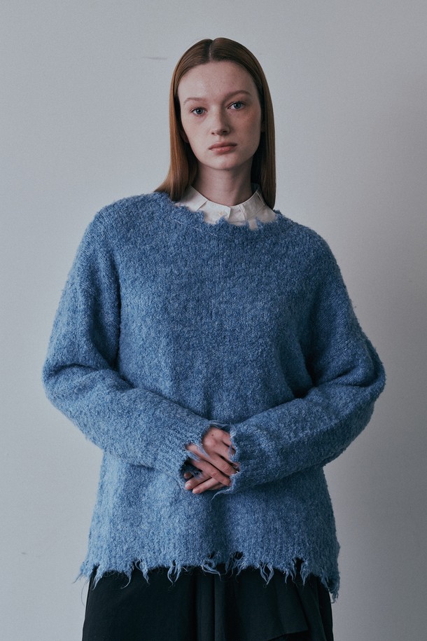 PIASTUDIO - 스웨터 - BA_Solid color knit sweater_BLUE