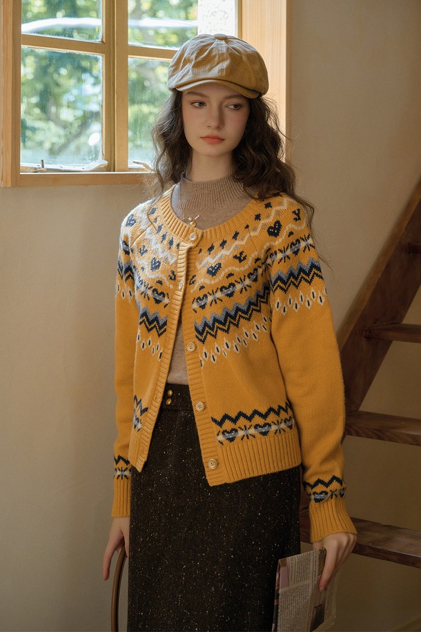 Simple Retro - 가디건 - SR_Fair isle jacquard wool cardigan