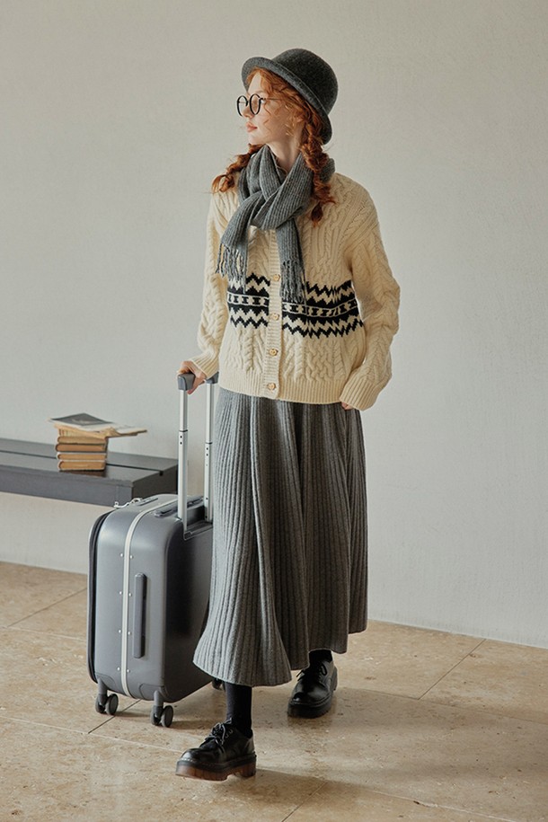 Proud Mary - 롱스커트 - PM_Ribbed wool skirt_GRAY