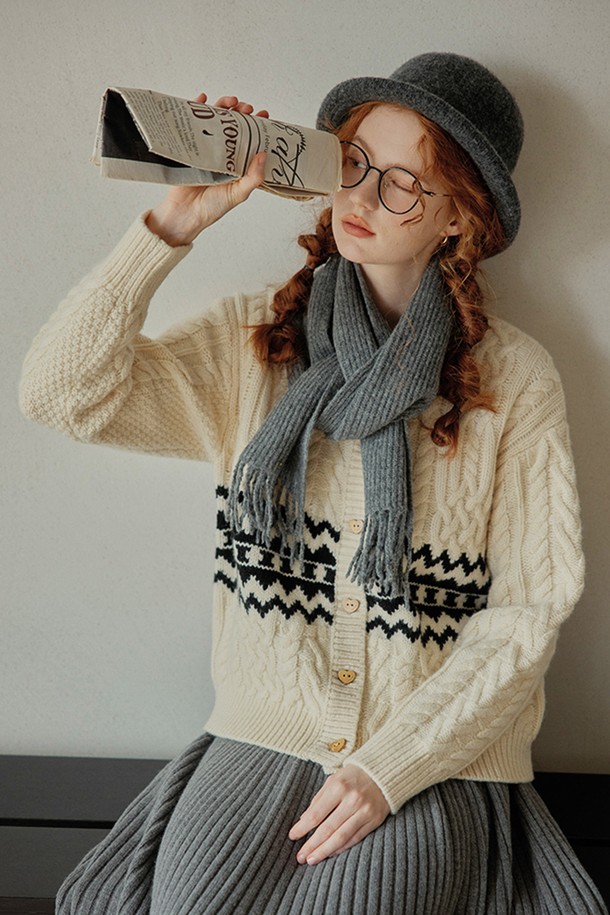 Proud Mary - 가디건 - PM_Cable pattern wool cardigan