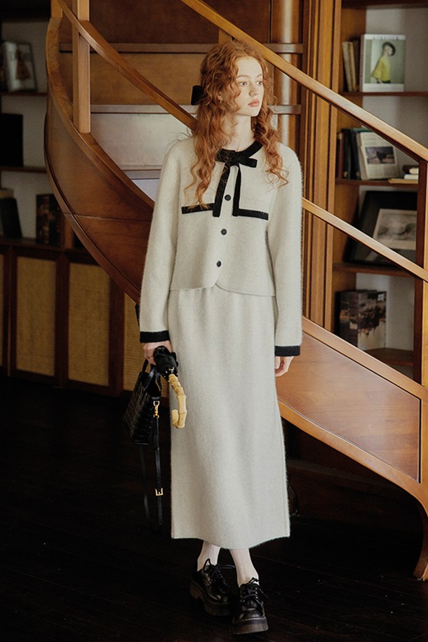 Proud Mary - 셋업 - PM_Ribbon collar jacket and skirt set