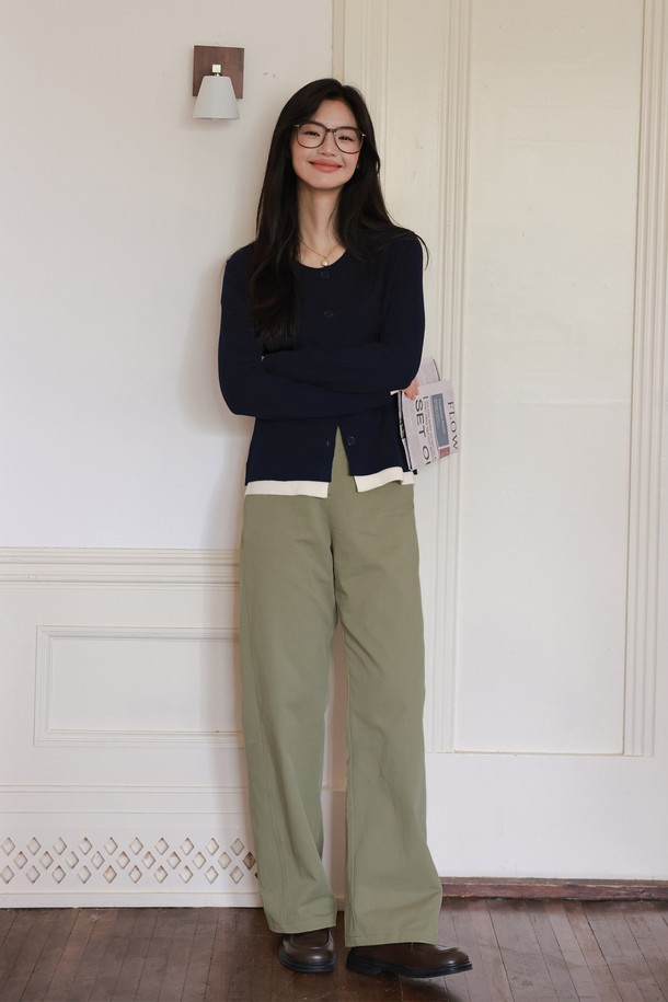 LANGSON - 롱/미디팬츠 - LS_Straight khaki pants