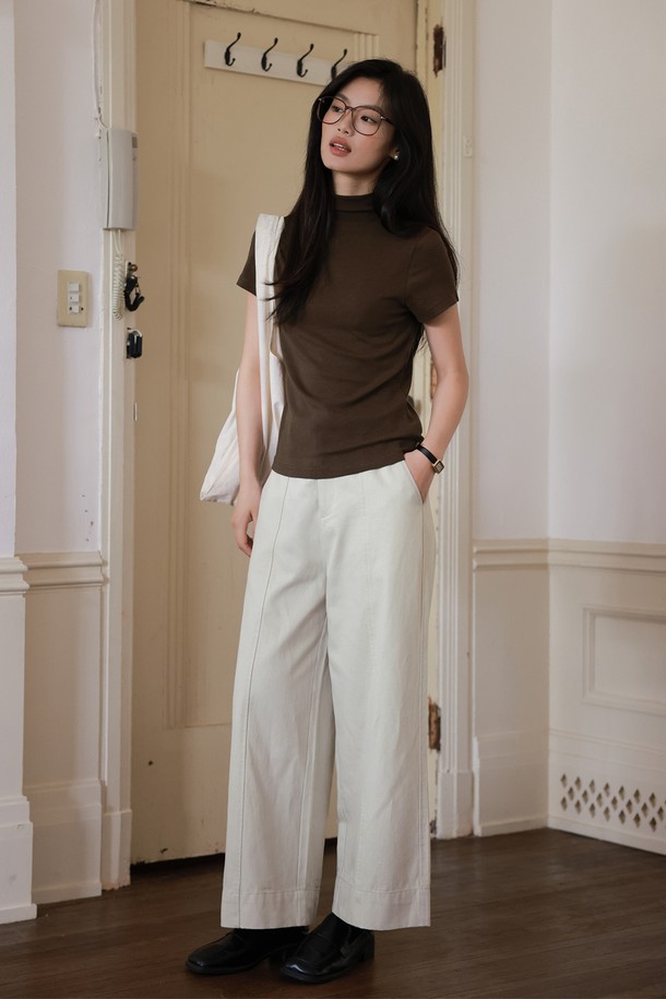 LANGSON - 롱/미디팬츠 - LS_High-waisted loose pants