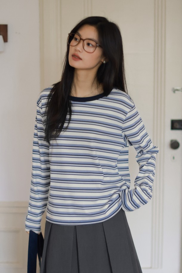 LANGSON - 긴소매 티셔츠 - LS_Striped long-sleeved top