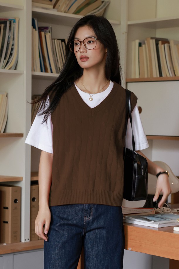 LANGSON - 베스트 - LS_Basic v-neck knit vest_4color