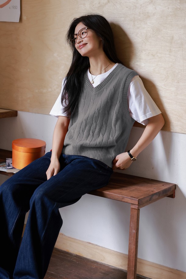 LANGSON - 베스트 - LS_Basic v-neck knit vest_4color