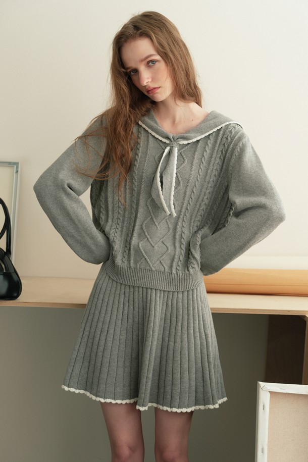 Cest Moidew - 미니스커트 - Cest_Gray knit short skirt