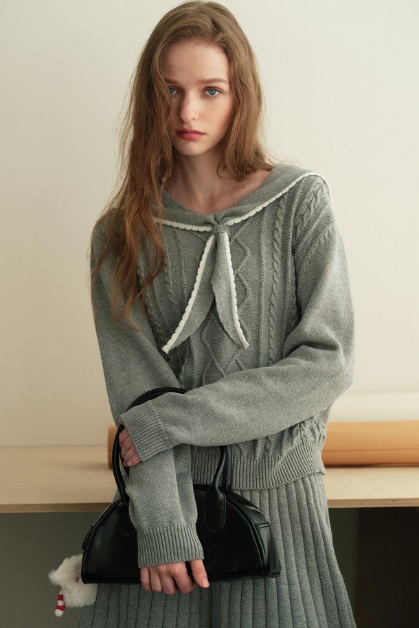 Cest Moidew - 스웨터 - Cest_Gray knit point collar top