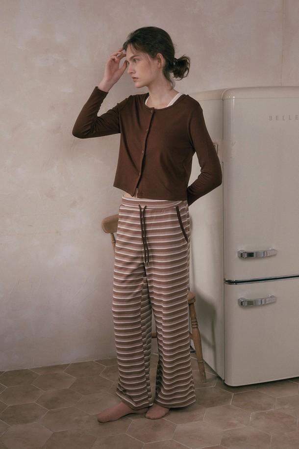 Melanie Joy - 홈웨어 - MJ_White line three piece pajamas_2color