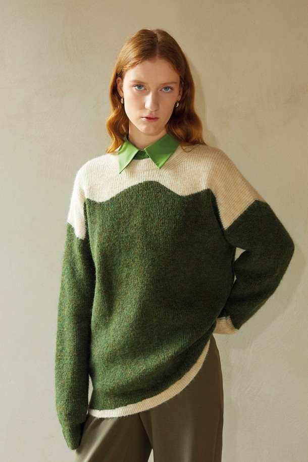 PIASTUDIO - 스웨터 - BA_Loose colour-block knit sweater